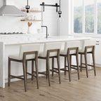 Gracie Modern Bar Stool, Boucle Upholstered Chair and Brushed Wooden Legs
