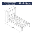 Grain Wood Furniture Shaker Solid Wood Panel Platform Bed