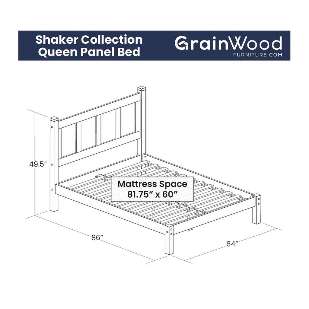Grain Wood Furniture Shaker Solid Wood Panel Platform Bed