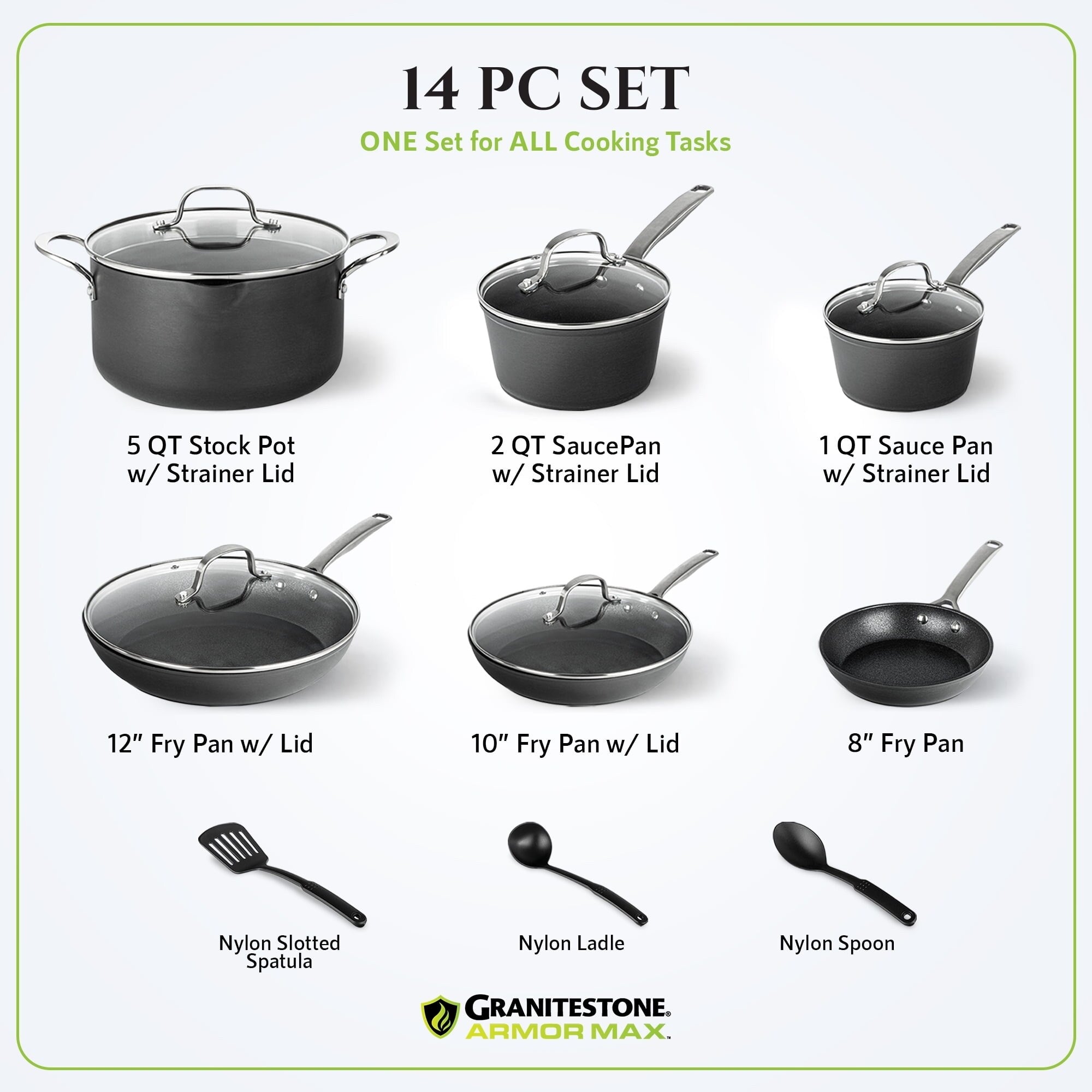 Granitestone Armor Max 14 Piece Hard Anodized Cookware Set