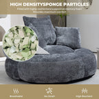 Gray Oversized 42.52 Chenille Lazy Bean Bag Single Sofa with Three Pillows for Bedroom