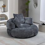 Gray Oversized 42.52 Chenille Lazy Bean Bag Single Sofa with Three Pillows for Bedroom