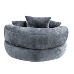 Gray Oversized 42.52 Chenille Lazy Bean Bag Single Sofa with Three Pillows for Bedroom