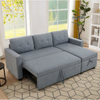 Grey 81.5'' Linen Convertible Sleeper Sofa with Reversible Storage Chaise