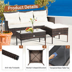 Gymax 3PCS Patio Rattan Sectional Conversation Furniture Set w/ Off - See Details