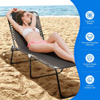 Gymax Folding Beach Lounger Chaise Lounge Chair w/ Pillow 4-Level
