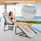 Gymax Folding Beach Lounger Chaise Lounge Chair w/ Pillow 4-Level