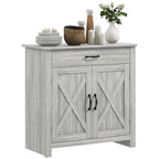 HOMCOM 32 Farmhouse Barn Door Style Sideboard Cabinet,Buffet Storage Cabinet Coffee Bar for Living Room or Entryway