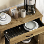 HOMCOM 32 Farmhouse Barn Door Style Sideboard Cabinet,Buffet Storage Cabinet Coffee Bar for Living Room or Entryway