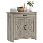 HOMCOM 32 Farmhouse Barn Door Style Sideboard Cabinet,Buffet Storage Cabinet Coffee Bar for Living Room or Entryway