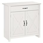 HOMCOM 32 Farmhouse Barn Door Style Sideboard Cabinet,Buffet Storage Cabinet Coffee Bar for Living Room or Entryway