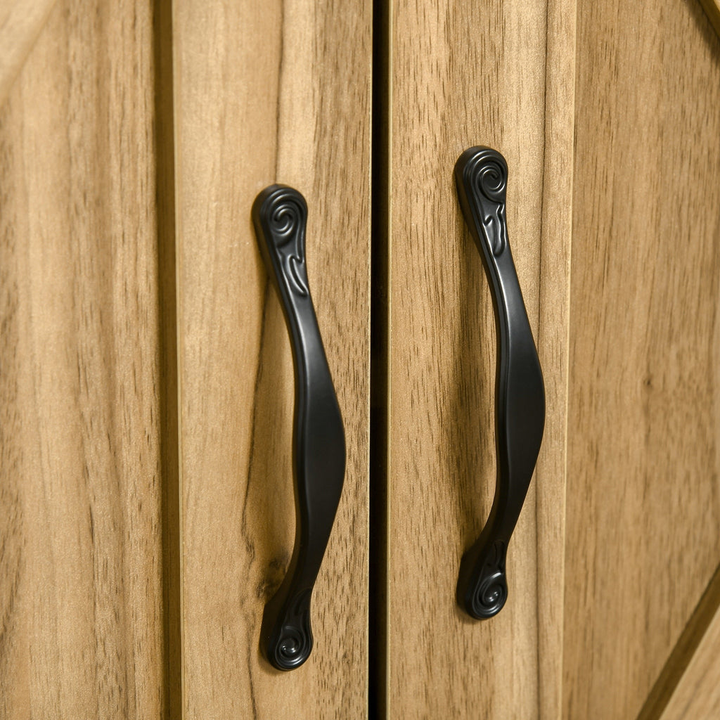 HOMCOM 32 Farmhouse Barn Door Style Sideboard Cabinet,Buffet Storage Cabinet Coffee Bar for Living Room or Entryway