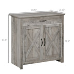 HOMCOM 32 Farmhouse Barn Door Style Sideboard Cabinet,Buffet Storage Cabinet Coffee Bar for Living Room or Entryway