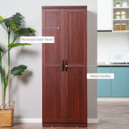 HOMCOM 63 2-Door Kitchen Pantry, Freestanding Storage Cabinet with 5-tier Shelving and 2 Adjustable Shelves for Dining Room