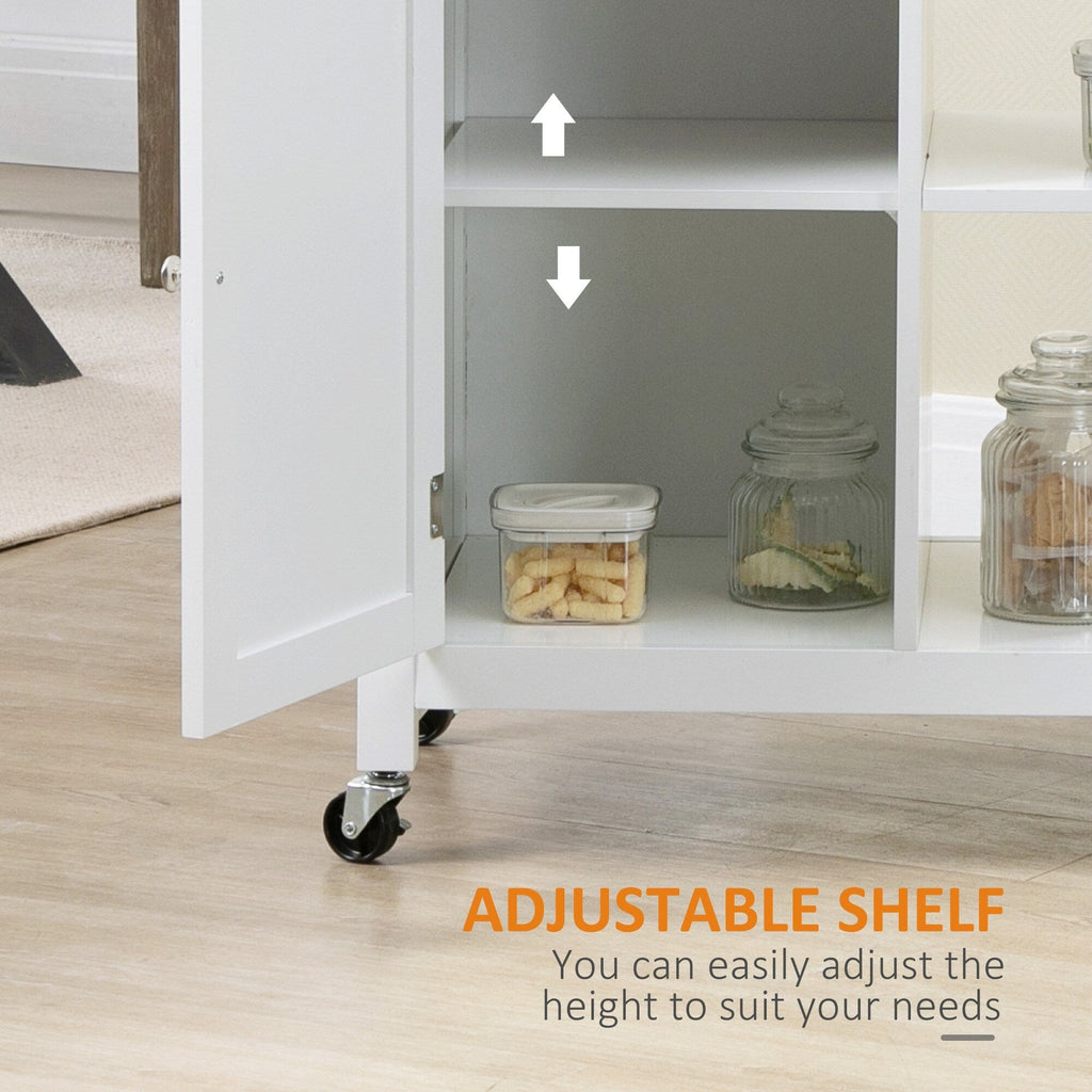 HOMCOM Kitchen Trolley, Wood Top Utility Cart on Wheels with Open Shelf and Storage Drawer for Dining Room, Kitchen