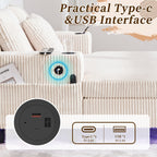 HOMEFUN Corduroy Upholstered Oversized RGB LED Light Recliner Sofa Bed with Cup Holder,USB&3 Pillows