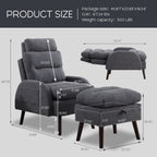 HOMYKA Accent Lounge Chair with Adjustable Backrest Storage Ottoman