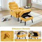 HOMYKA Accent Lounge Chair with Adjustable Backrest Storage Ottoman