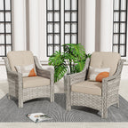 HOOOWOOO 2-piece High Back Wicker Rattan Outdoor Patio Chair Set