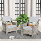 HOOOWOOO 2-piece High Back Wicker Rattan Outdoor Patio Chair Set