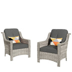 HOOOWOOO 2-piece High Back Wicker Rattan Outdoor Patio Chair Set