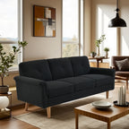 HOOOWOOO Mid-Century 3-Seat Upholstered Sofa with Wood Legs for Living Room