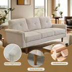 HOOOWOOO Mid-Century 3-Seat Upholstered Sofa with Wood Legs for Living Room