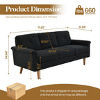 HOOOWOOO Mid-Century 3-Seat Upholstered Sofa with Wood Legs for Living Room