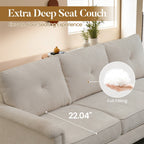 HOOOWOOO Mid-Century 3-Seat Upholstered Sofa with Wood Legs for Living Room