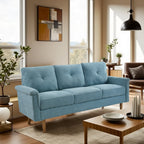 HOOOWOOO Mid-Century 3-Seat Upholstered Sofa with Wood Legs for Living Room