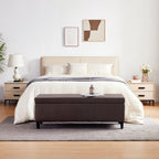 50.3 x 17.50 x 18 Upholstered Rectangular Storage Ottoman-Faux Leather