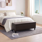 50.3 x 17.50 x 18 Upholstered Rectangular Storage Ottoman-Faux Leather