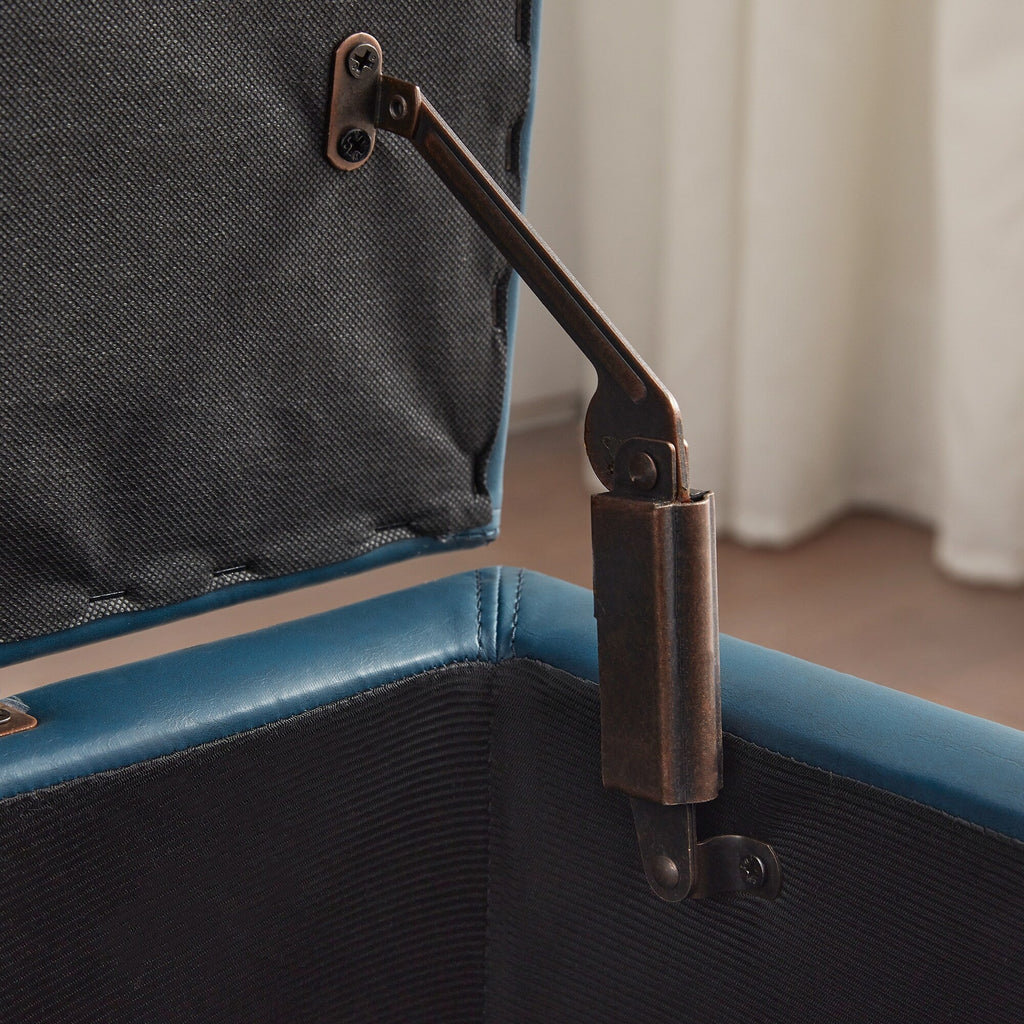 50.3 x 17.50 x 18 Upholstered Rectangular Storage Ottoman-Faux Leather