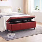 50.3 x 17.50 x 18 Upholstered Rectangular Storage Ottoman-Faux Leather