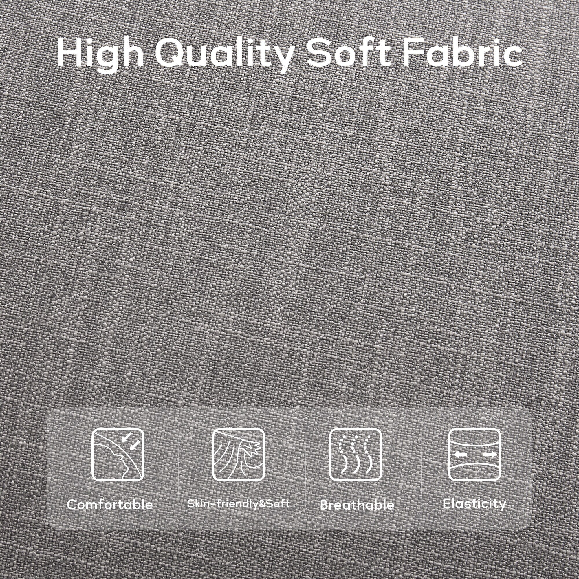 Upholstered Fabric Entryway Bench, Bedroom Bench for End of Bed Beige, Solid Wood 44-inch