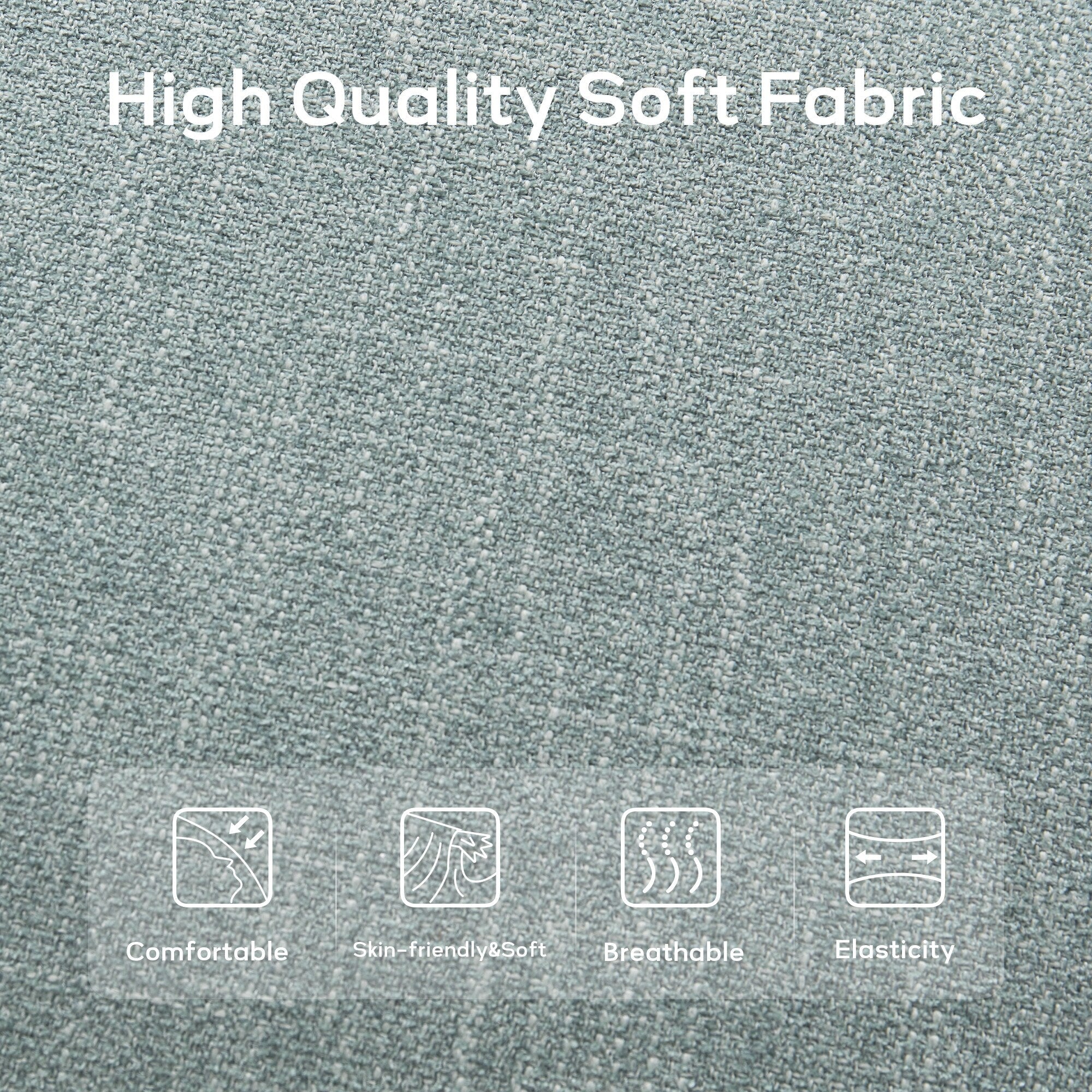 Upholstered Fabric Entryway Bench, Bedroom Bench for End of Bed Beige, Solid Wood 44-inch