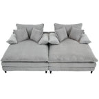 Harmonia 109 W Oversized Corduroy Sofa Bed, Deep Seat Double Lounge Chaise with 4 Pillows