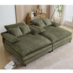 Harmonia 109 W Oversized Corduroy Sofa Bed, Deep Seat Double Lounge Chaise with 4 Pillows