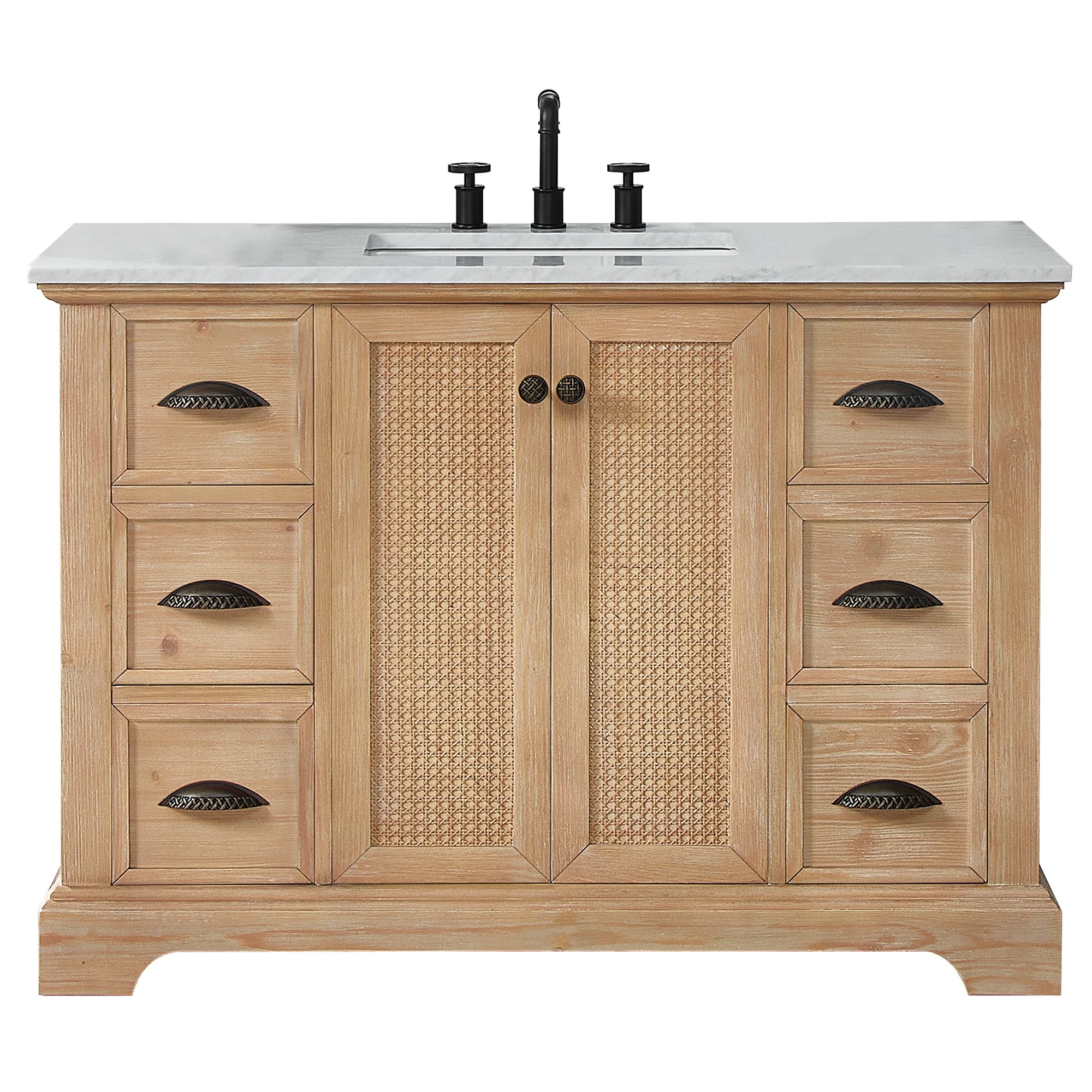 Hervas Bath Vanity with Natural Marble Top without Mirror