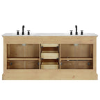 Hervas Bath Vanity with Natural Marble Top without Mirror