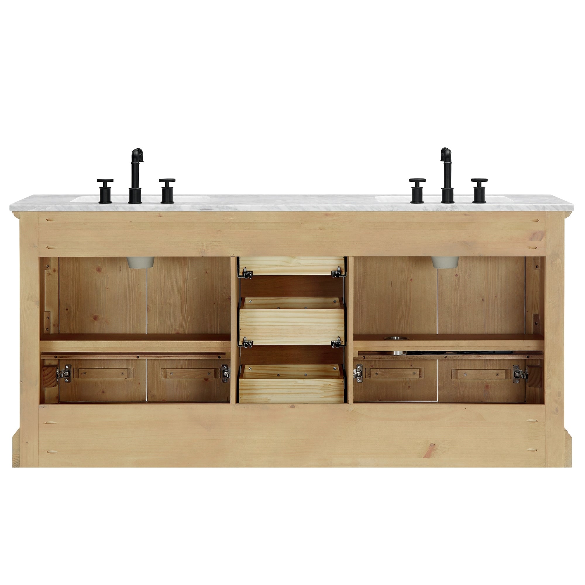 Hervas Bath Vanity with Natural Marble Top without Mirror