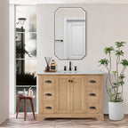 Hervas Bath Vanity with Natural Marble Top without Mirror