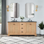 Hervas Bath Vanity with Natural Marble Top without Mirror