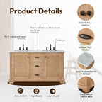 Hervas Bath Vanity with Natural Marble Top without Mirror