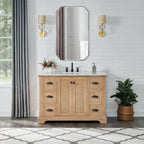Hervas Bath Vanity with Natural Marble Top without Mirror