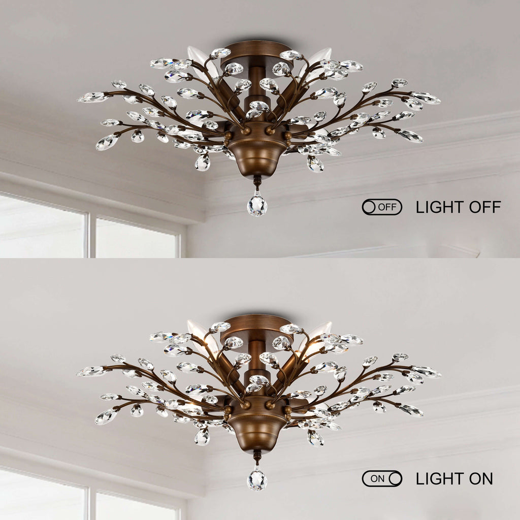 Holly 4-light Crystal Leaves Flush Mount