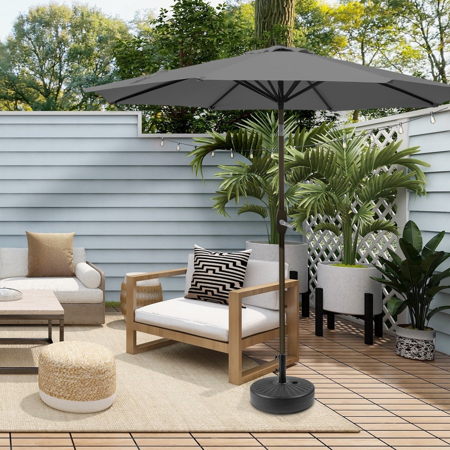Holme 9-foot Patio Umbrella and Base Stand