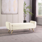 HomePop Modern Sherpa Storage Bench with Wood Legs