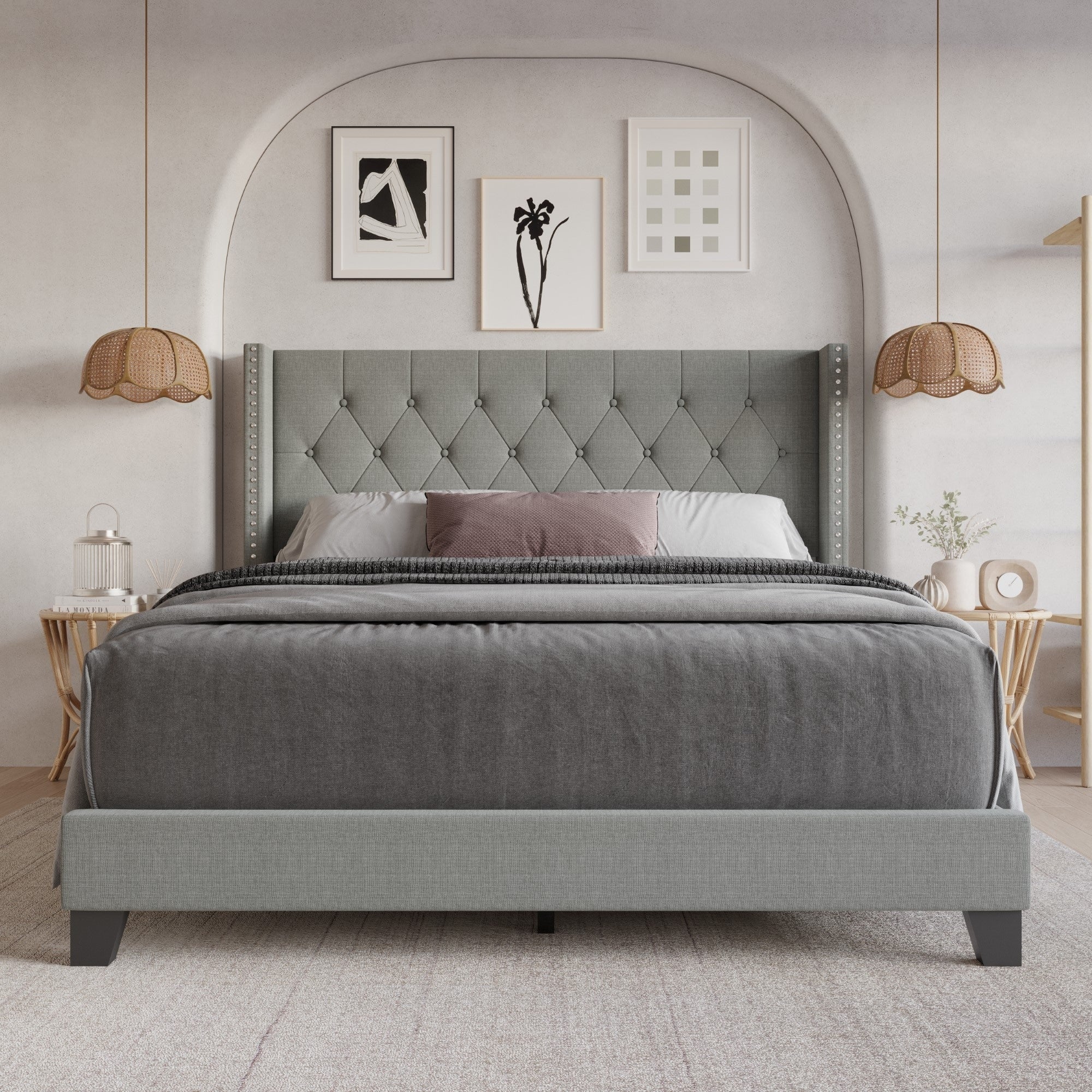 Homer Tufted Upholstered Panel Bed