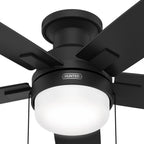Hunter 52 Anisten Low Profile Ceiling Fan with LED Light and Pull Chain - Modern, Contemporary, Transitional